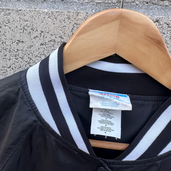 Champion Black Varsity Bomber Jacket Logo Snap Front Women’s M - Picture 2 of 7